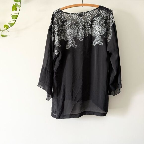NWT Citron Santa Monica Black White Blouse S - Picture 6 of 6